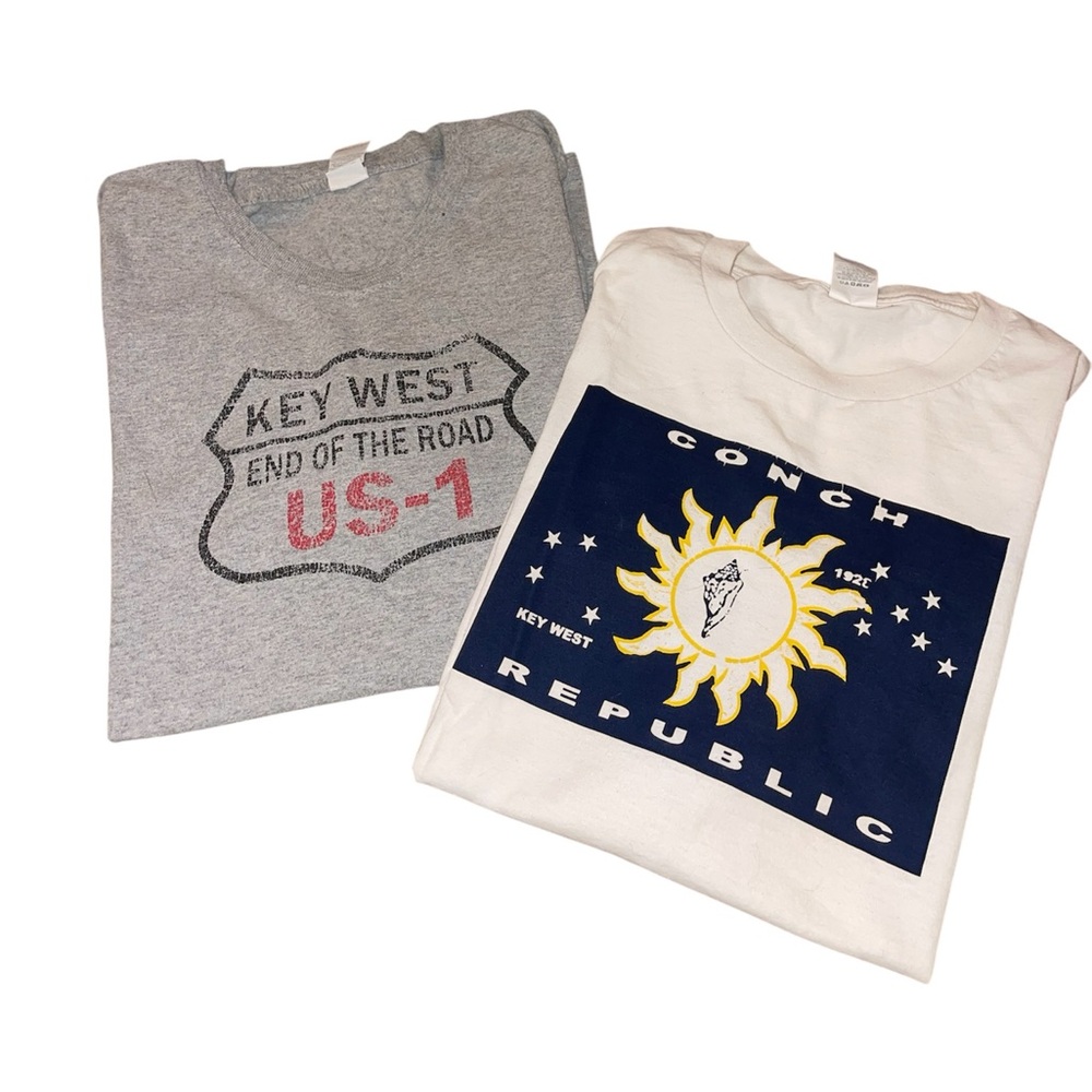 Set of two Key West Men’s Tshirts Size XL - Gray US-1, White Conch Republic